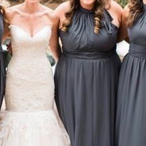 Grayish bridesmaids dress. Very comfortable.